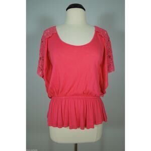 CHARLOTTE RUSSE Dolman Top Juniors S SMALL Crochet Patern Scoop Neck